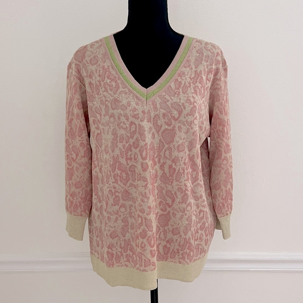 Gabby Isabella Metallic Pink Leopard Sweater